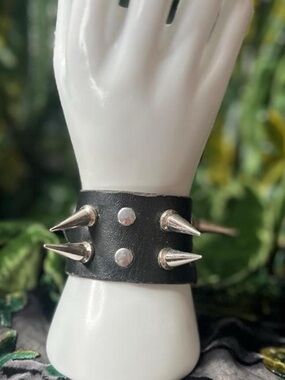 Black Spike faux Leather Cuff Bracelet